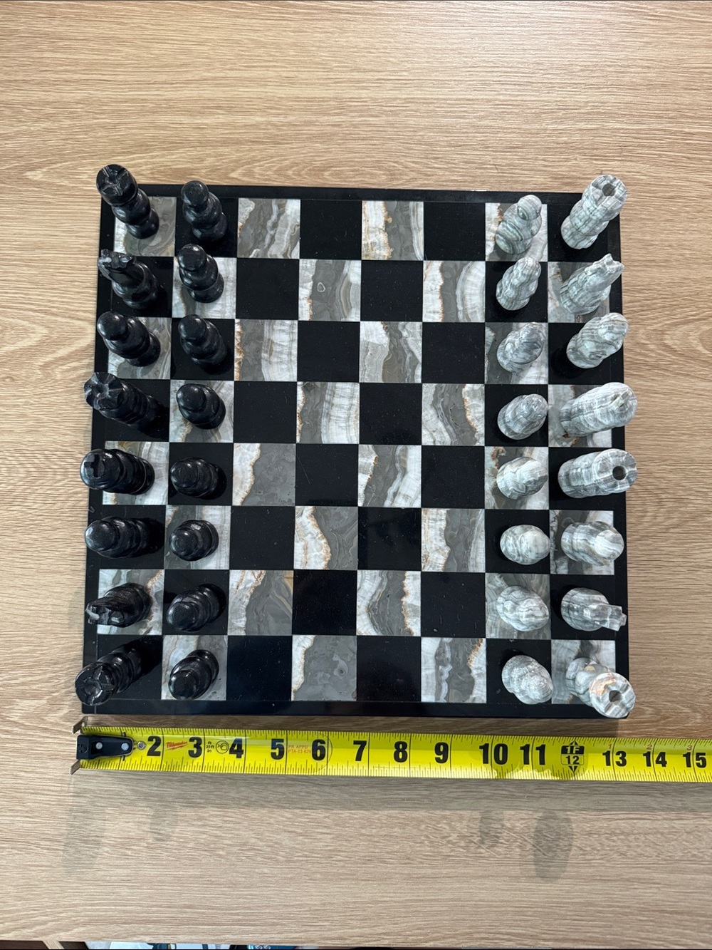 Handcrafted Mexican Onyx & Marble Chess Set - Complete 32-piece Set on 13” Board